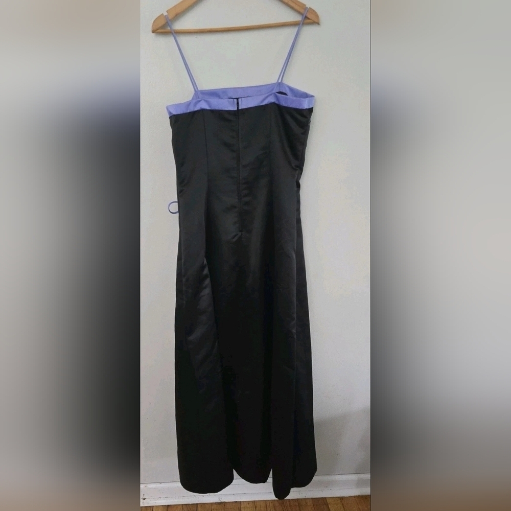 Prom Dress Maxi Gown Purple Black Bead Y2K Floral Delvt Sz 13 Fairy FLAWS - Picture 2 of 13